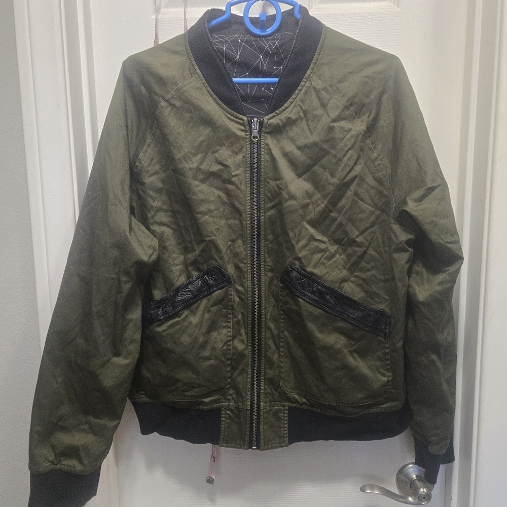 Daniel Hechter Green and Black Solar System Reversible Bomber Jacket size XL